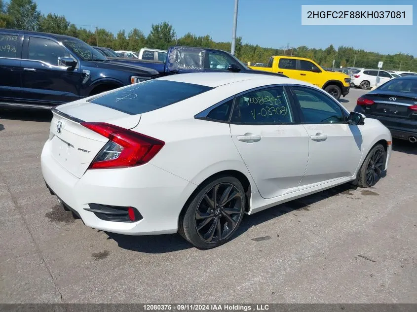 2HGFC2F88KH037081 2019 Honda Civic