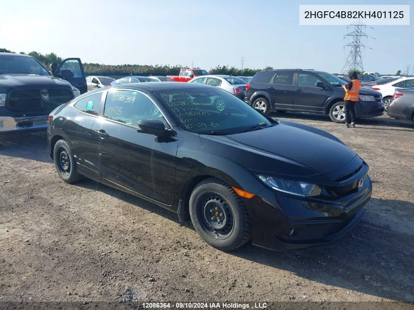 2019 Honda Civic VIN: 2HGFC4B82KH401125 Lot: 12086364