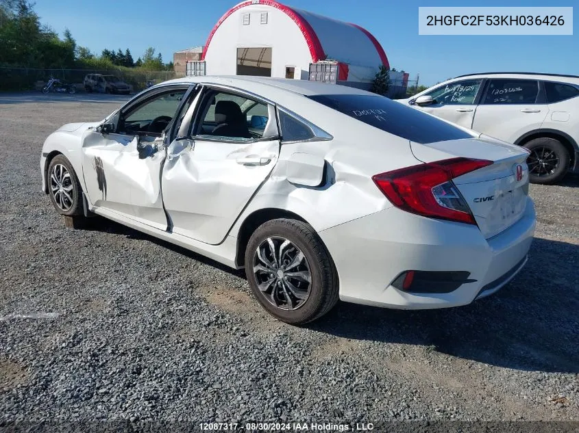 2HGFC2F53KH036426 2019 Honda Civic