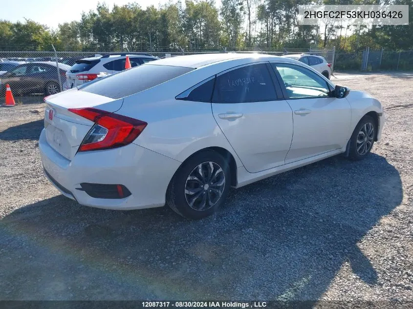 2HGFC2F53KH036426 2019 Honda Civic