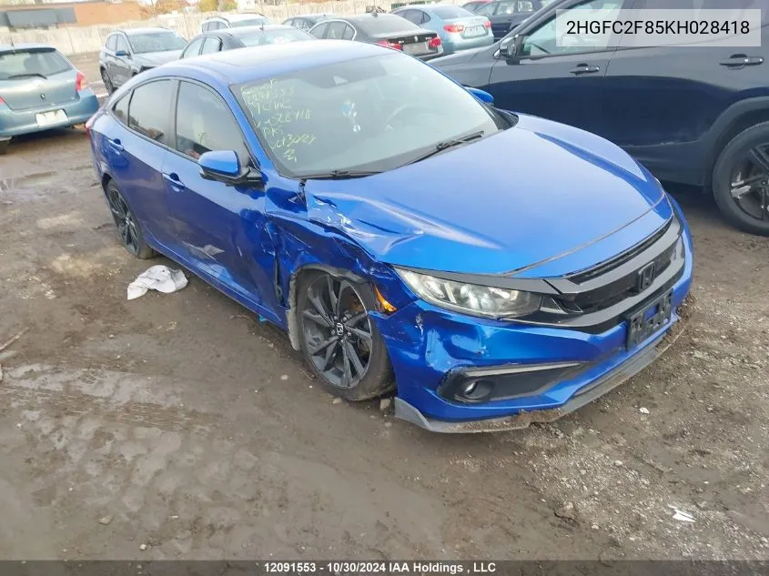 2019 Honda Civic Sedan VIN: 2HGFC2F85KH028418 Lot: 12091553