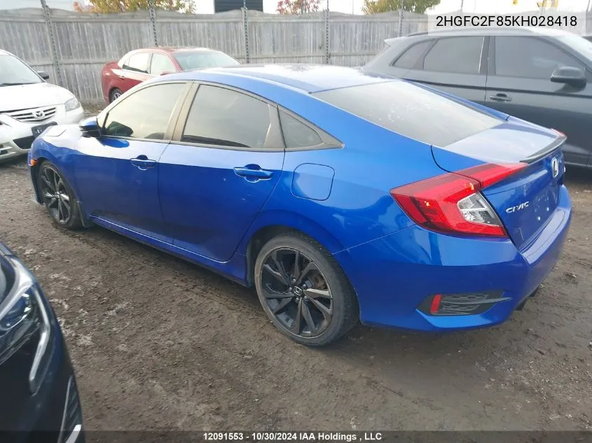 2019 Honda Civic Sedan VIN: 2HGFC2F85KH028418 Lot: 12091553