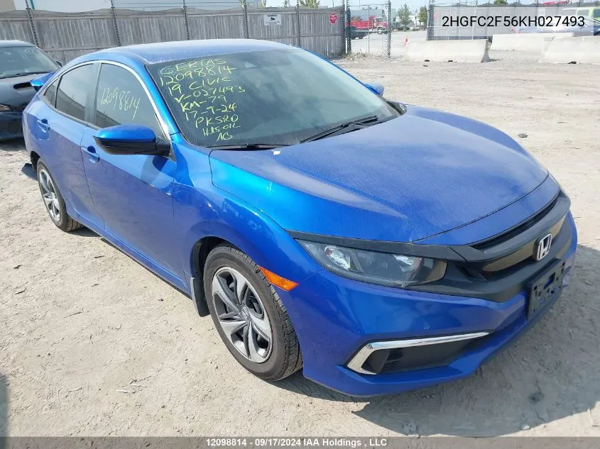 2019 Honda Civic Sedan VIN: 2HGFC2F56KH027493 Lot: 12098814