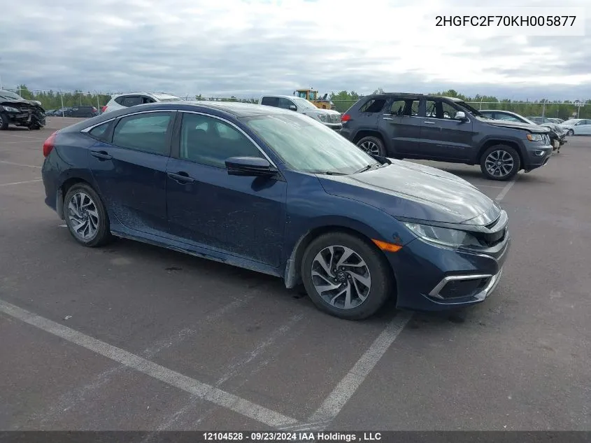 2019 Honda Civic Sedan VIN: 2HGFC2F70KH005877 Lot: 12104528