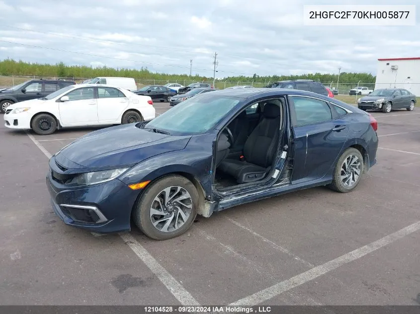 2019 Honda Civic Sedan VIN: 2HGFC2F70KH005877 Lot: 12104528