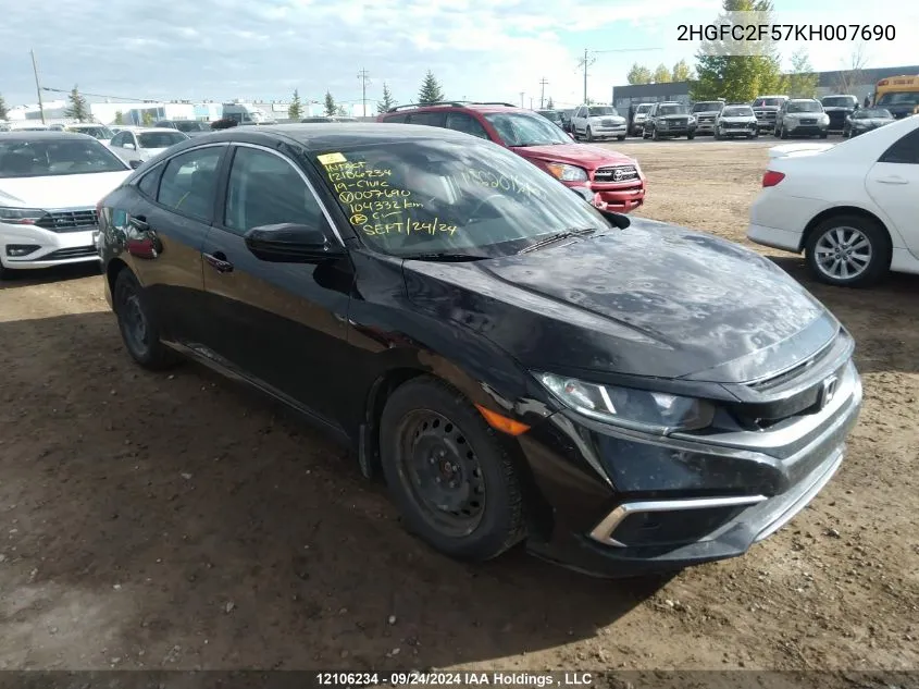 2HGFC2F57KH007690 2019 Honda Civic Sedan