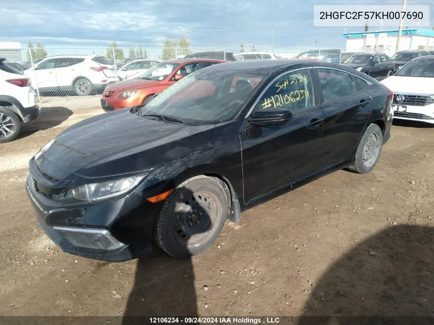 2019 Honda Civic Sedan VIN: 2HGFC2F57KH007690 Lot: 12106234