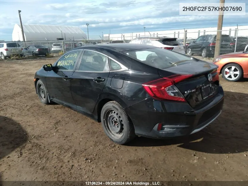 2019 Honda Civic Sedan VIN: 2HGFC2F57KH007690 Lot: 12106234