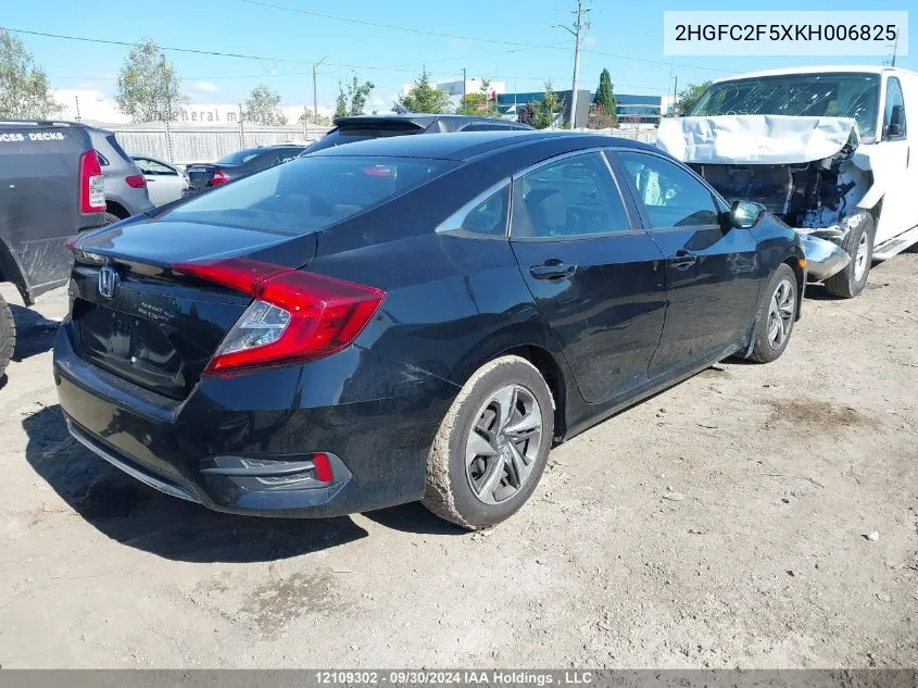 2019 Honda Civic Lx VIN: 2HGFC2F5XKH006825 Lot: 12109302