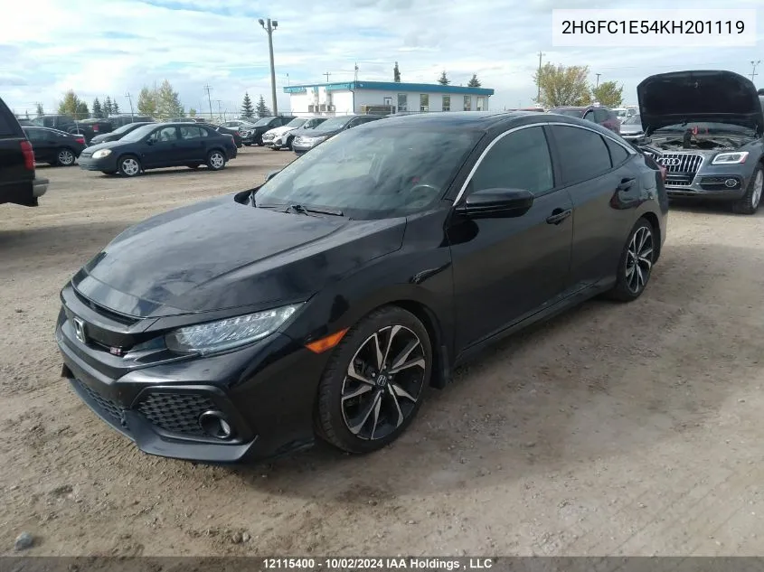 2019 Honda Civic Si Si VIN: 2HGFC1E54KH201119 Lot: 12115400