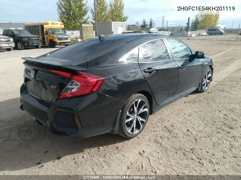 2019 Honda Civic Si Si VIN: 2HGFC1E54KH201119 Lot: 12115400