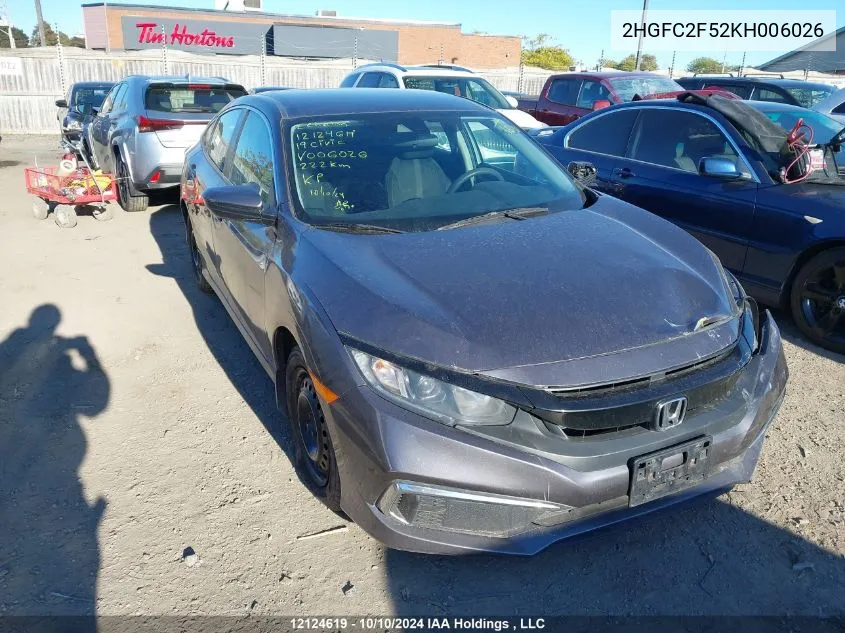 2HGFC2F52KH006026 2019 Honda Civic Sedan