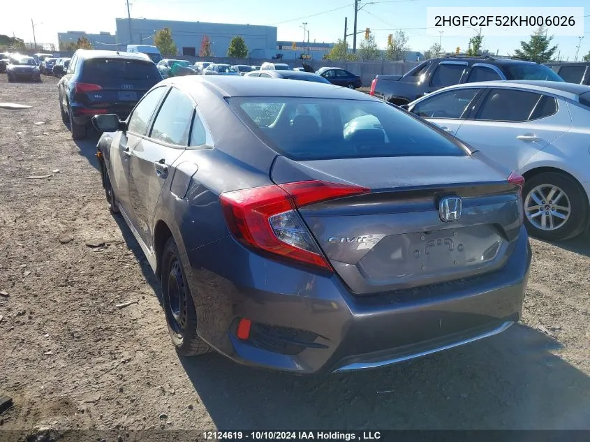 2HGFC2F52KH006026 2019 Honda Civic Sedan