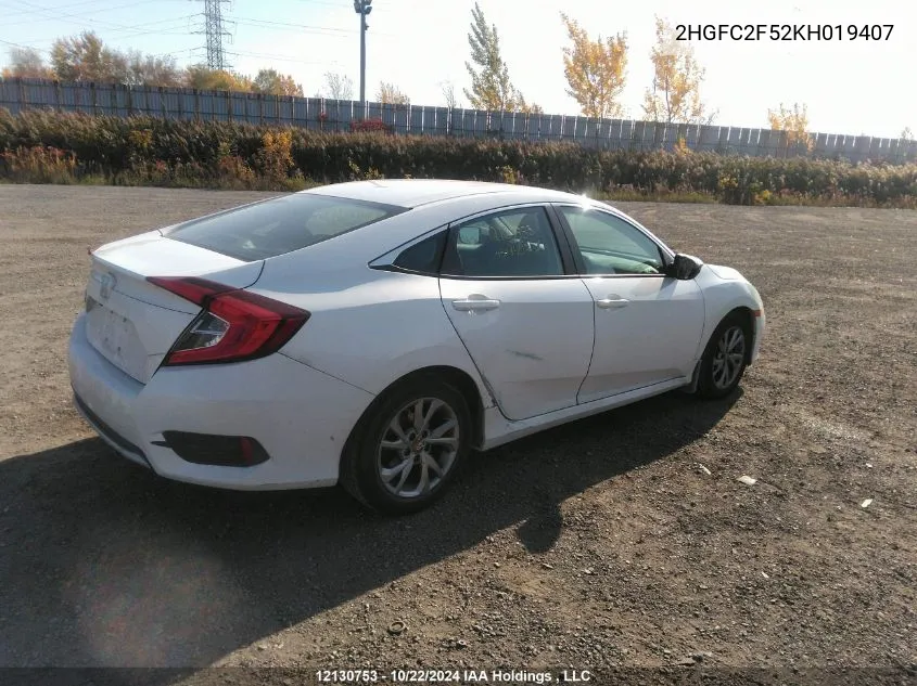 2019 Honda Civic Sedan VIN: 2HGFC2F52KH019407 Lot: 12130753