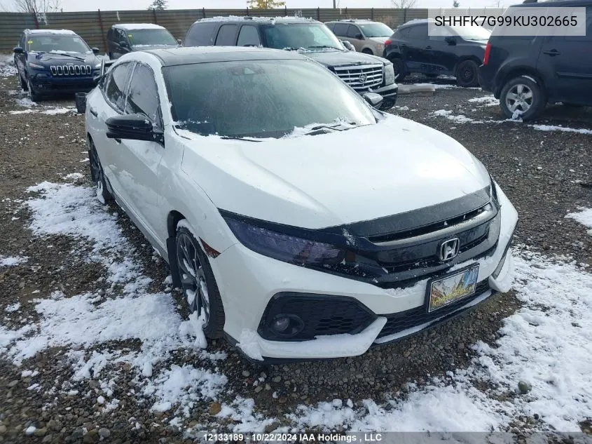 2019 Honda Civic Hatchback VIN: SHHFK7G99KU302665 Lot: 12133189