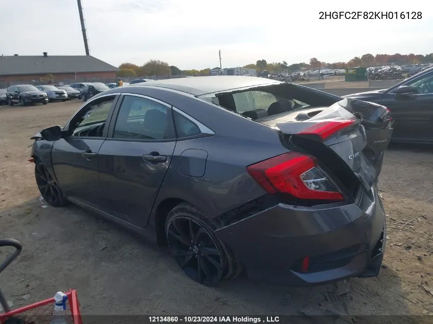 2019 Honda Civic Sedan VIN: 2HGFC2F82KH016128 Lot: 12134860