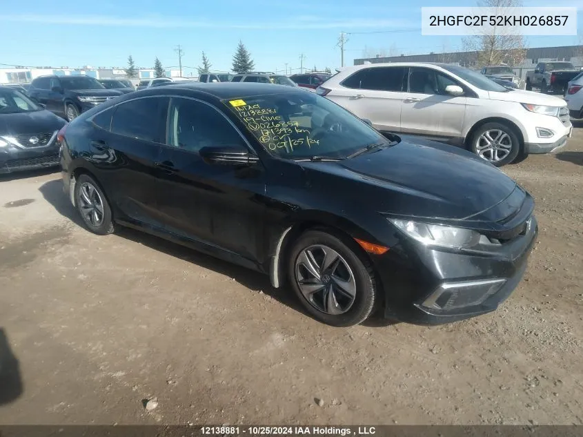 2019 Honda Civic Sedan VIN: 2HGFC2F52KH026857 Lot: 12138881