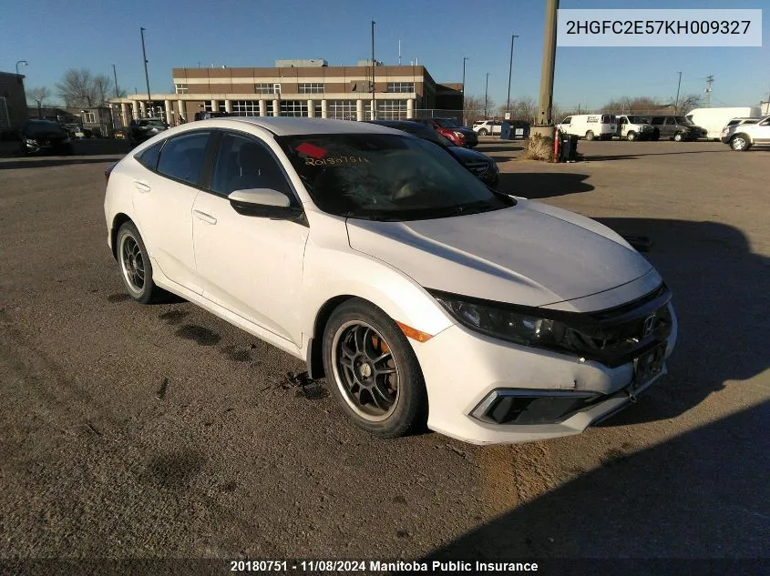 2019 Honda Civic Lx VIN: 2HGFC2E57KH009327 Lot: 20180751