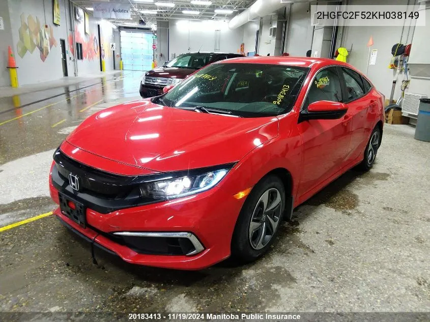 2019 Honda Civic Lx VIN: 2HGFC2F52KH038149 Lot: 20183413