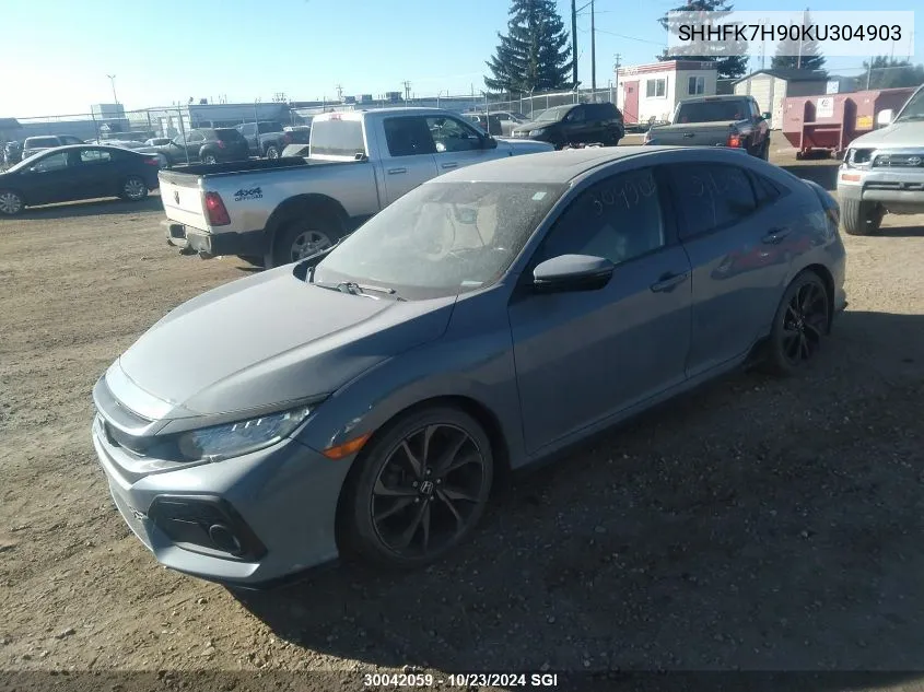 2019 Honda Civic Sport Touring VIN: SHHFK7H90KU304903 Lot: 30042059