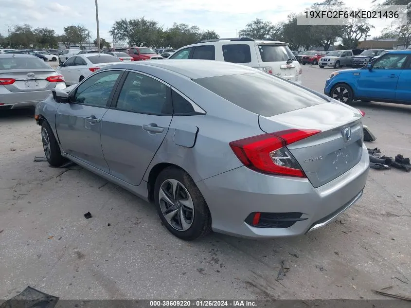 2019 Honda Civic Lx VIN: 19XFC2F64KE021436 Lot: 38609220