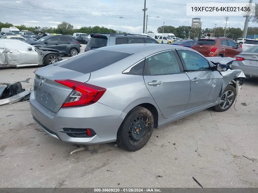 2019 Honda Civic Lx VIN: 19XFC2F64KE021436 Lot: 38609220