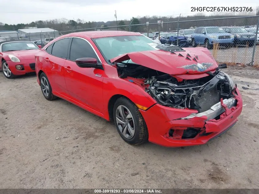 2019 Honda Civic Lx VIN: 2HGFC2F67KH523766 Lot: 38919293