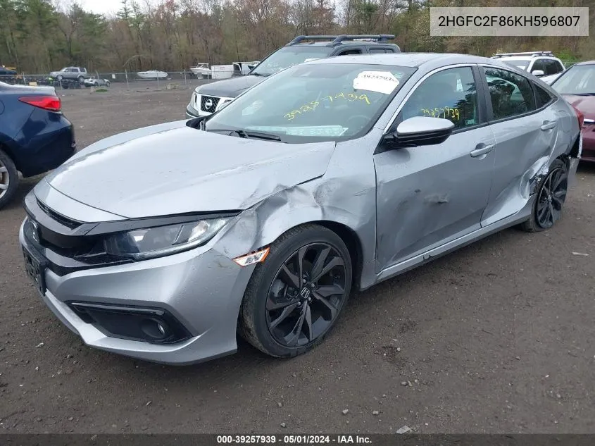 2HGFC2F86KH596807 2019 Honda Civic Sport