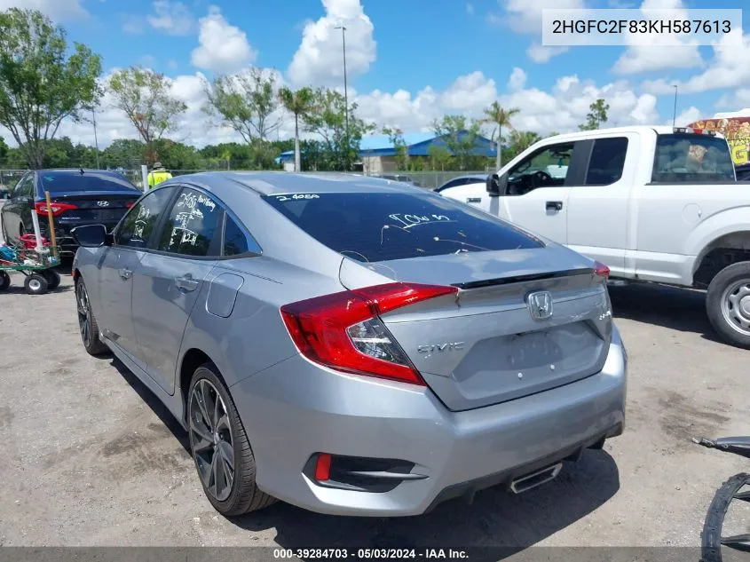 2HGFC2F83KH587613 2019 Honda Civic Sport