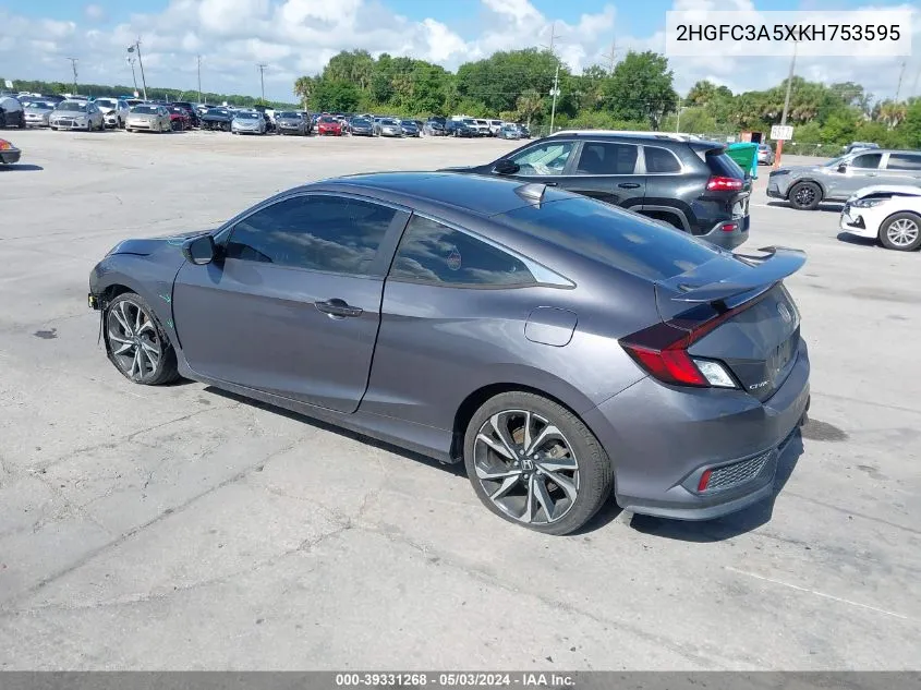 2HGFC3A5XKH753595 2019 Honda Civic Si