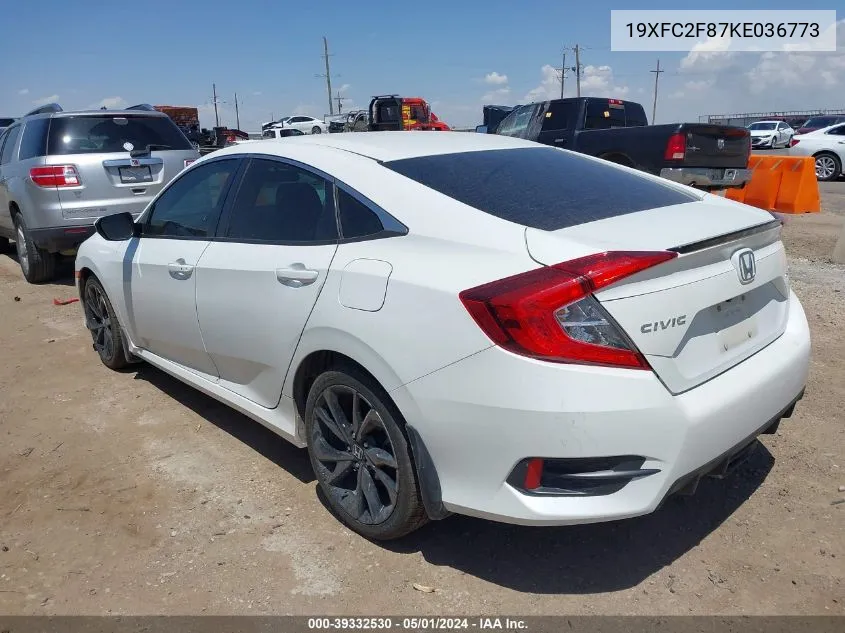 19XFC2F87KE036773 2019 Honda Civic Sport