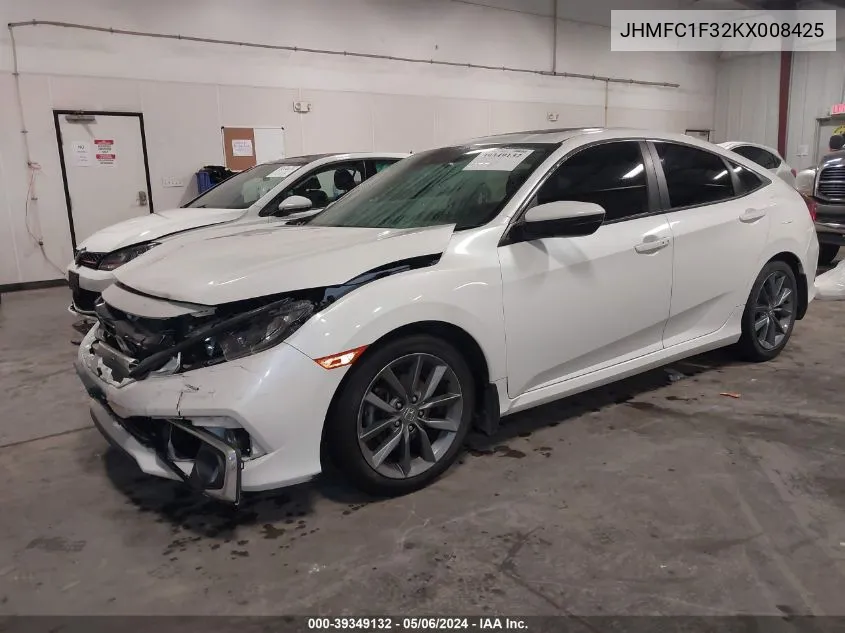 2019 Honda Civic Ex VIN: JHMFC1F32KX008425 Lot: 39349132