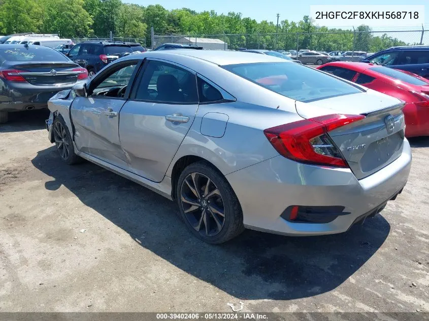 2HGFC2F8XKH568718 2019 Honda Civic Sport