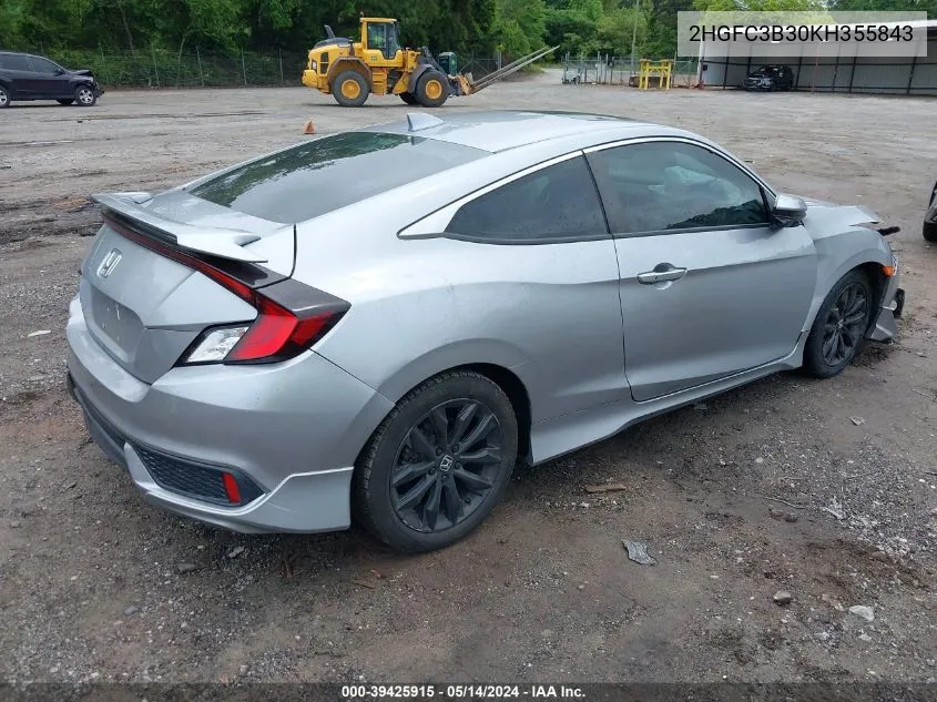 2HGFC3B30KH355843 2019 Honda Civic Ex