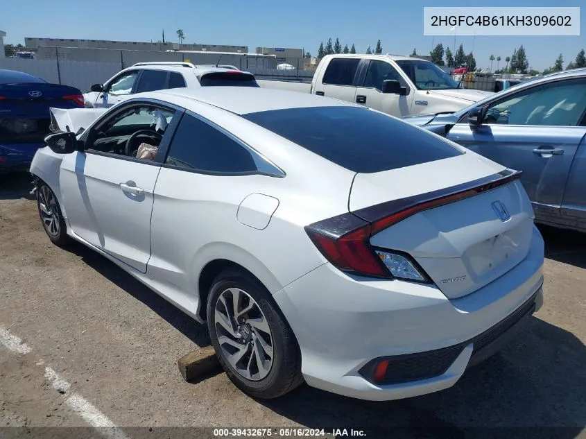 2019 Honda Civic Lx VIN: 2HGFC4B61KH309602 Lot: 39432675