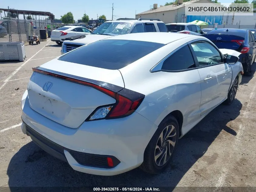 2019 Honda Civic Lx VIN: 2HGFC4B61KH309602 Lot: 39432675