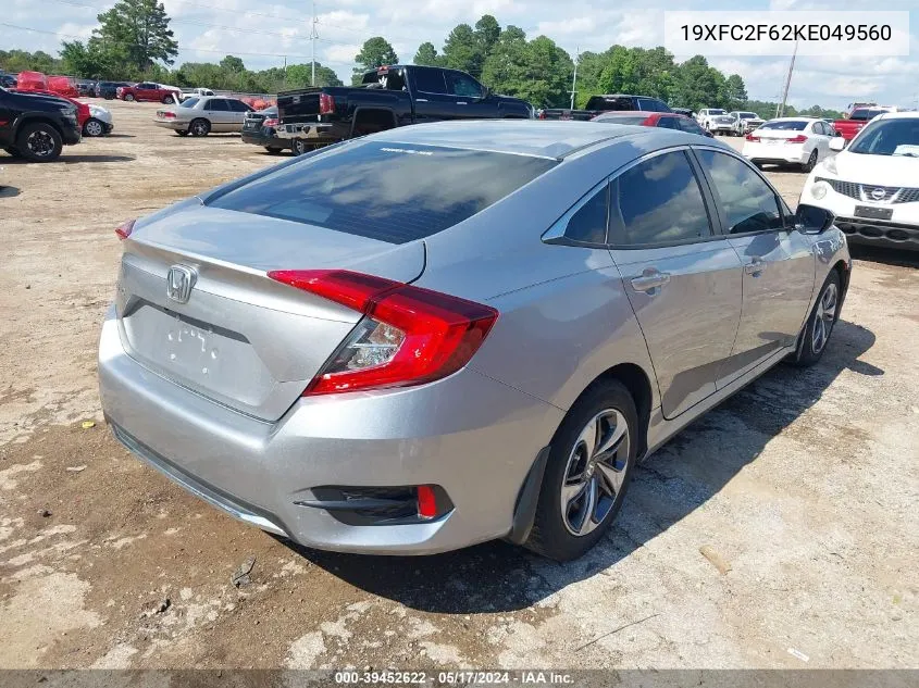 2019 Honda Civic Lx VIN: 19XFC2F62KE049560 Lot: 39452622