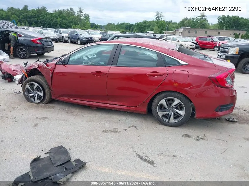 2019 Honda Civic Lx VIN: 19XFC2F64KE212290 Lot: 39571545