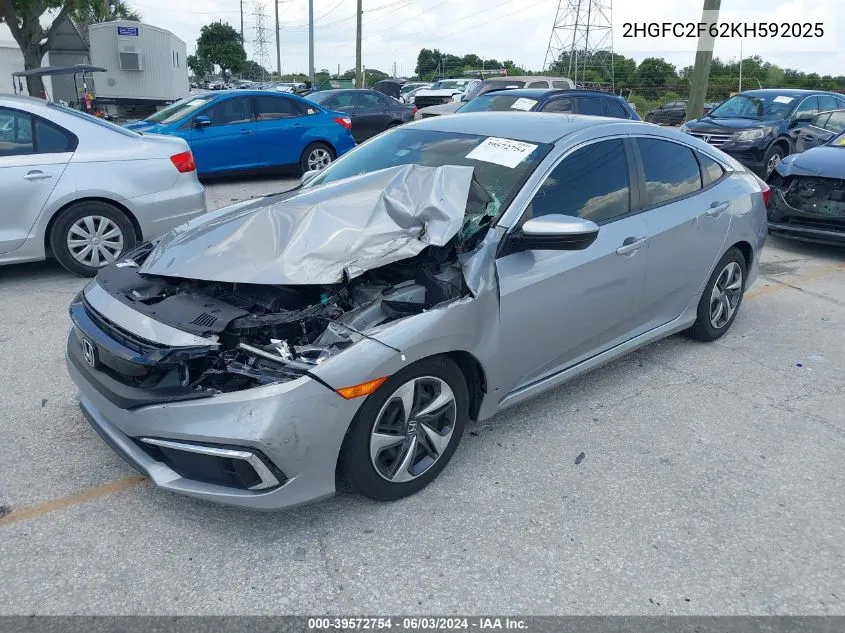 2019 Honda Civic Lx VIN: 2HGFC2F62KH592025 Lot: 39572754