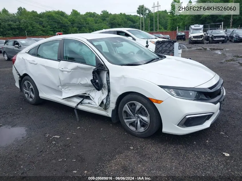 2019 Honda Civic Lx VIN: 2HGFC2F64KH526060 Lot: 39589816