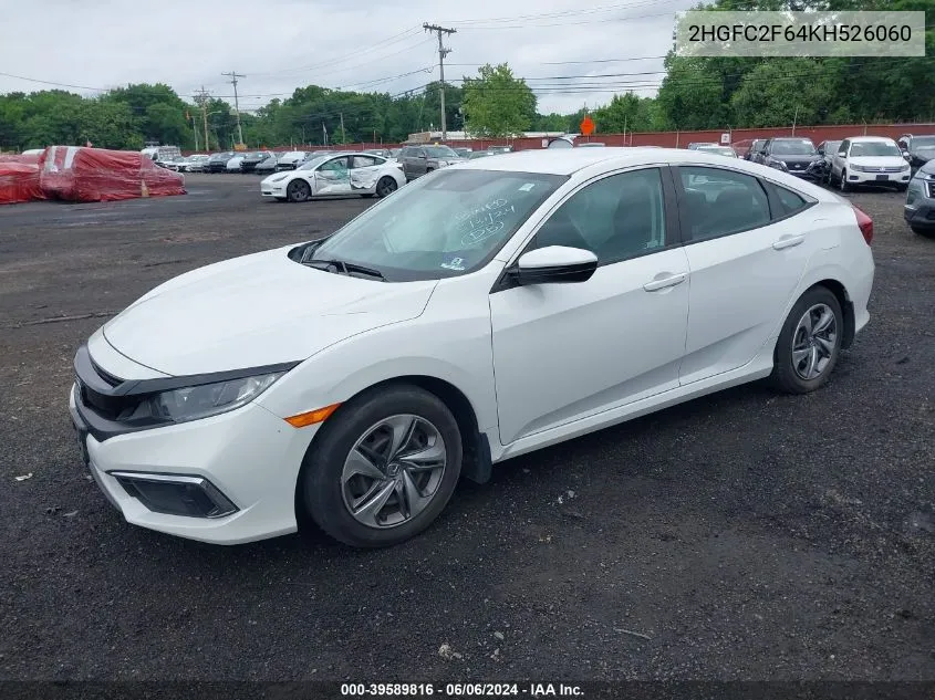 2019 Honda Civic Lx VIN: 2HGFC2F64KH526060 Lot: 39589816