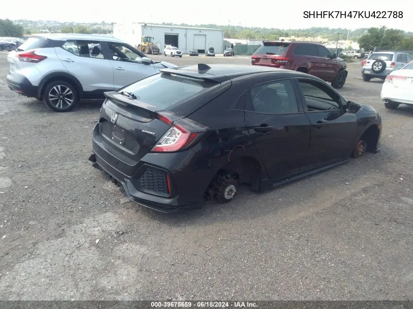 2019 Honda Civic Sport VIN: SHHFK7H47KU422788 Lot: 39675659