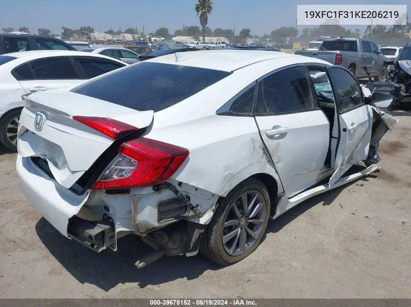 2019 Honda Civic Ex VIN: 19XFC1F31KE206219 Lot: 39678152