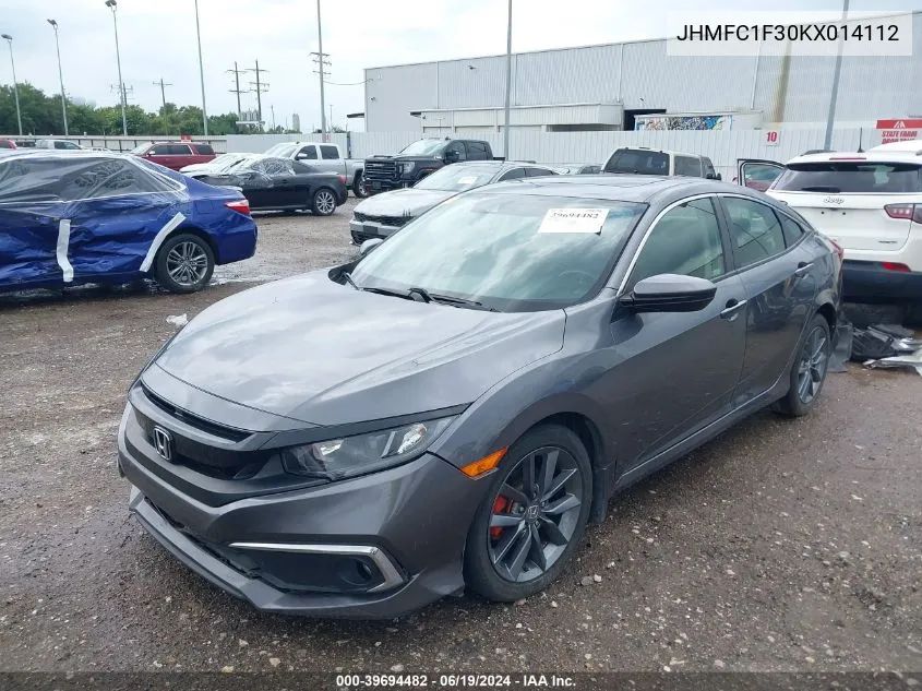 2019 Honda Civic Ex VIN: JHMFC1F30KX014112 Lot: 39694482