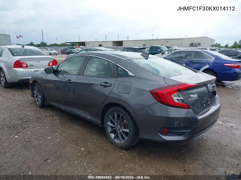 2019 Honda Civic Ex VIN: JHMFC1F30KX014112 Lot: 39694482