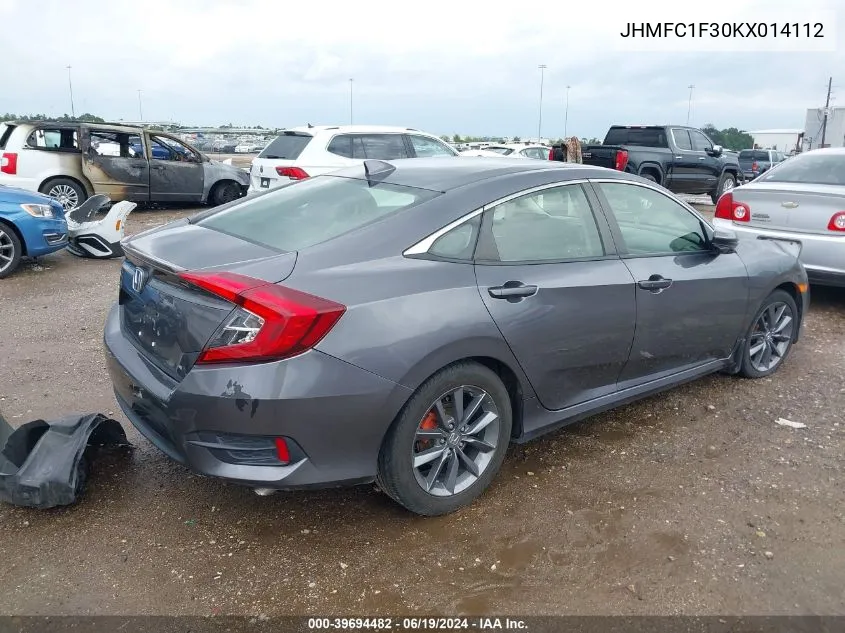 2019 Honda Civic Ex VIN: JHMFC1F30KX014112 Lot: 39694482