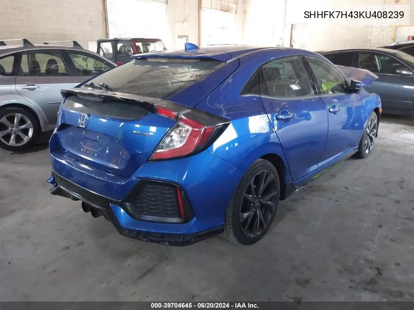 SHHFK7H43KU408239 2019 Honda Civic Sport