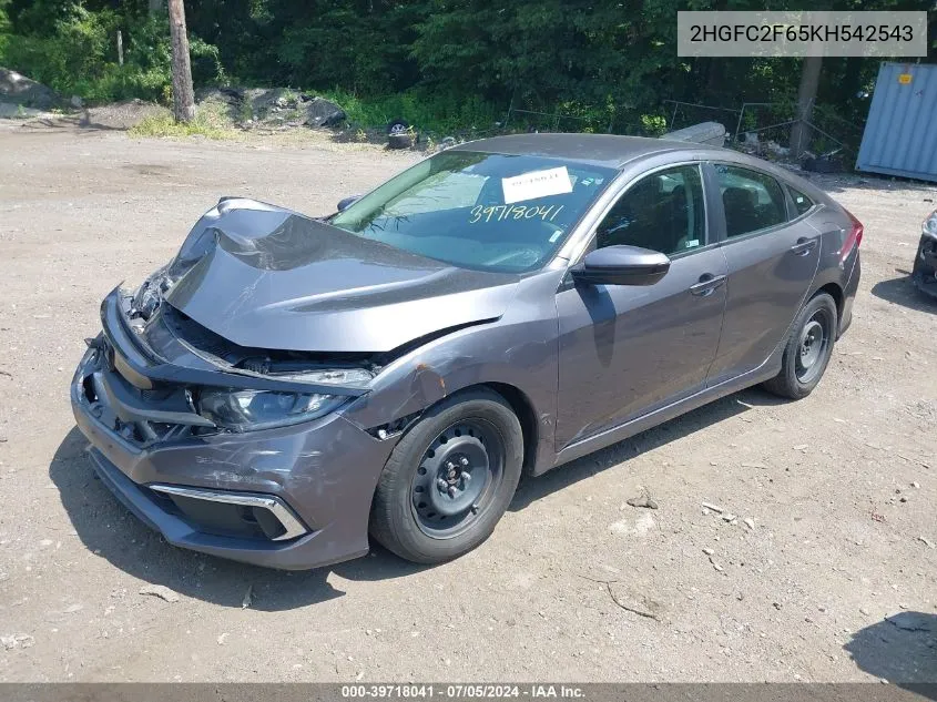 2HGFC2F65KH542543 2019 Honda Civic Lx