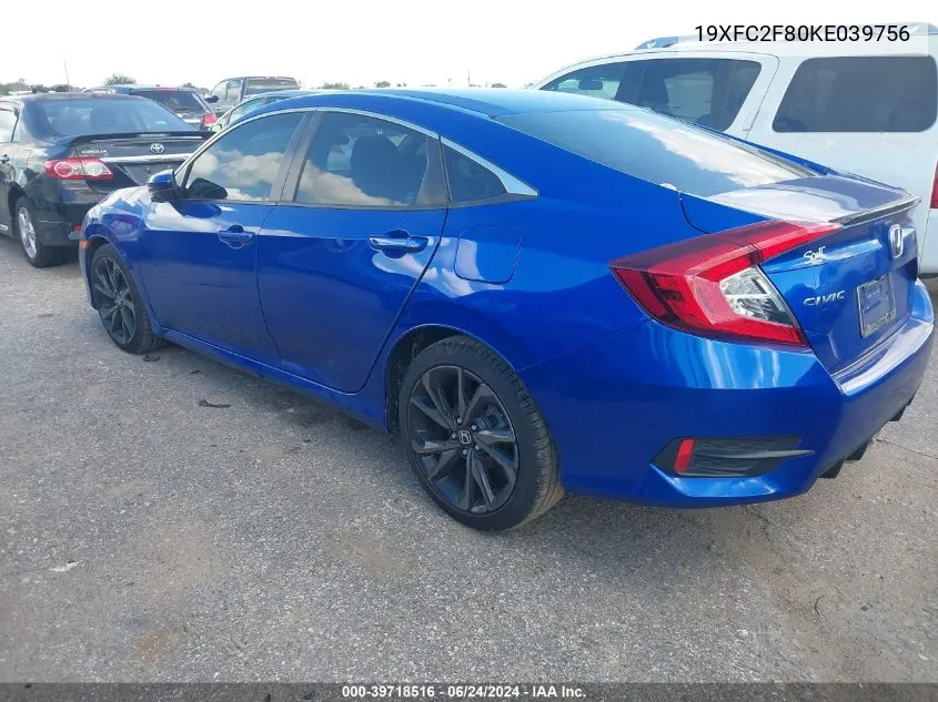 19XFC2F80KE039756 2019 Honda Civic Sport