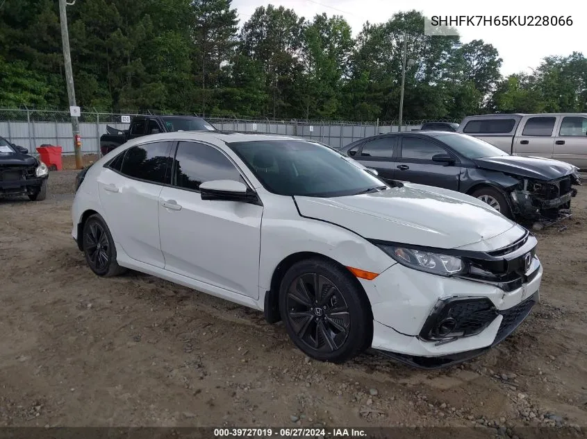 2019 Honda Civic Ex VIN: SHHFK7H65KU228066 Lot: 39727019